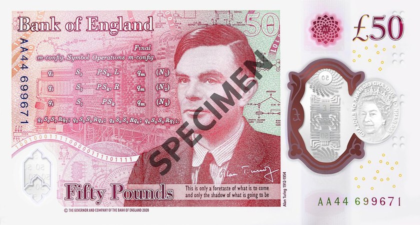 50 Pfund-Banknote mit Alan Turing ab jetzt im Umlauf