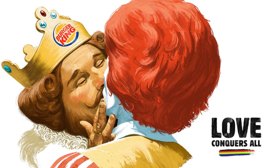 Burger King küsst McDonalds für die Helsinki Pride