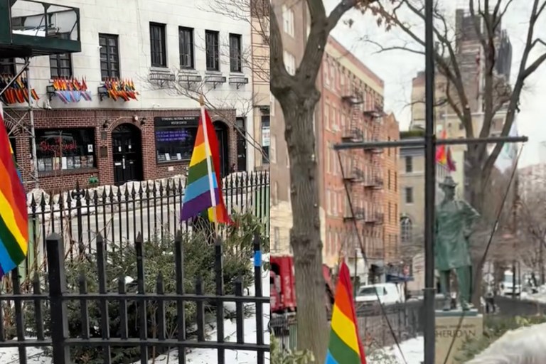 Watch: Beim Stonewall Monument wird aus Protest eine neue Pride-Fahne gehisst