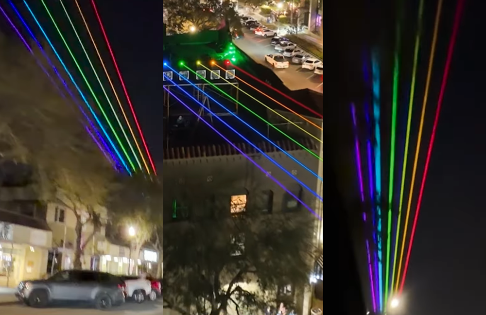 Watch: Den Pride-Fussgängerstreifen haben sie entfernt - aus Protest gibts nun den Pride-Laser