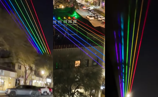 Watch: Den Pride-Fussgängerstreifen haben sie entfernt - aus Protest gibts nun den Pride-Laser