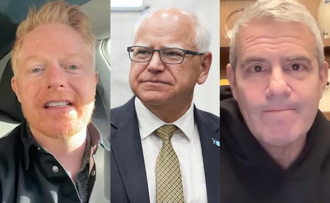 Watch: Tim Walz, Jesse Tyler Ferguson und Andy Cohen warnen vor Trump-Sieg