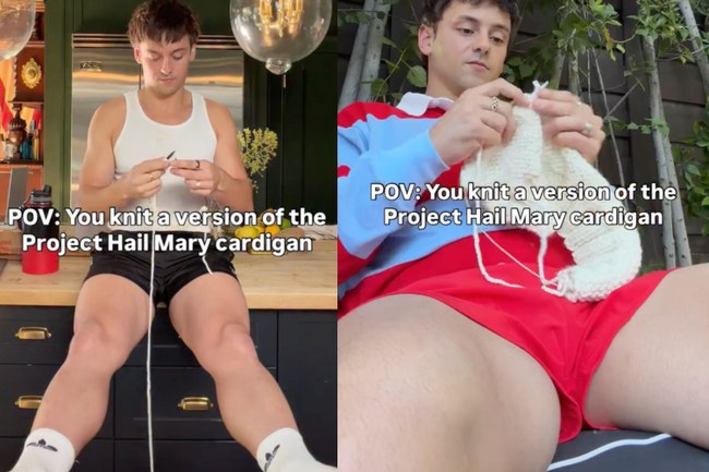 Watch: Tom Daley räkelt sich an der Sonne... und er ist wieder am Stricken