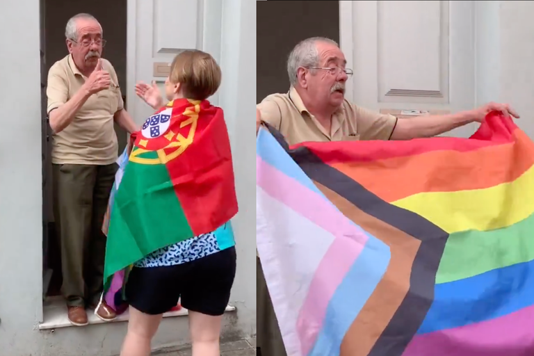 Watch: Wie die Pride verbindet - wunderschöne Geste an der Pride in Porto