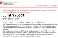 SCHWEIZ: Stellenausschreibung des Bundes für Jurist/in LGBTI steht